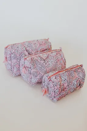 Kantha Toiletry Pouches - Blush Petal Garden