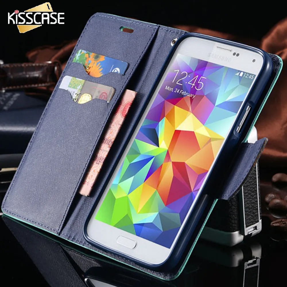 KISSCASE For Samsung Galaxy S3 III i9300 S4 i9500 Stand Wallet  Card Slot Leather Cases For Samsung S8 Plus S7 S6 Edge S5 Cover