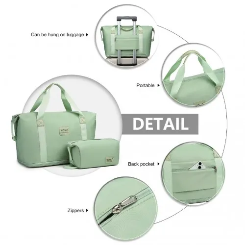 Kono Expandable Waterproof Travel Duffel Bag Set - Green | Durable Nylon, Large Capacity Travel Tote