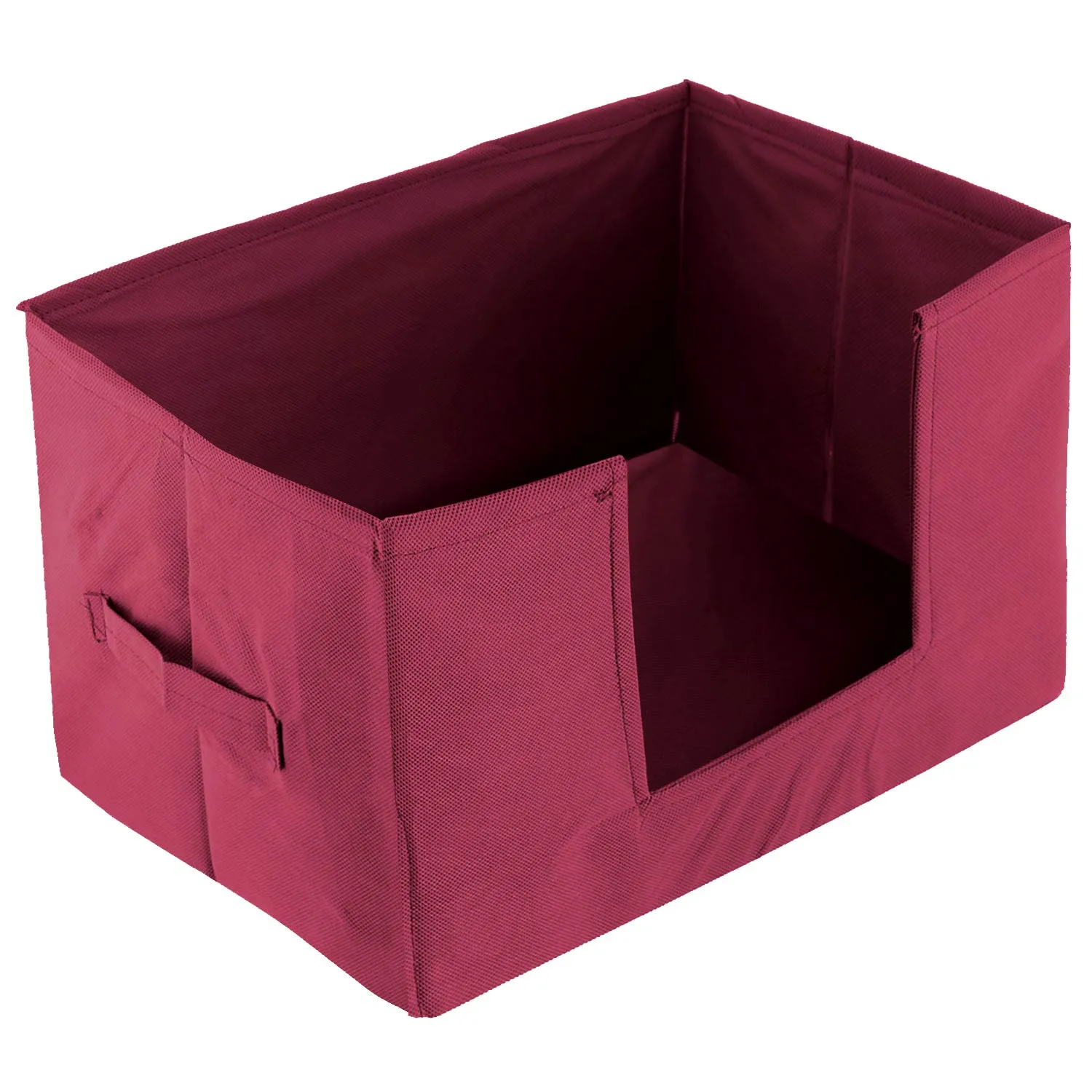 Kuber Industries 3 Pieces Large Capacity Space Saver Closet, Stackable and Foldable Saree, Clothes Storage Bag, Non-Woven Rectangle Cloth Saree Stacker Wardrobe Organizer (Maroon) CTKTC134580