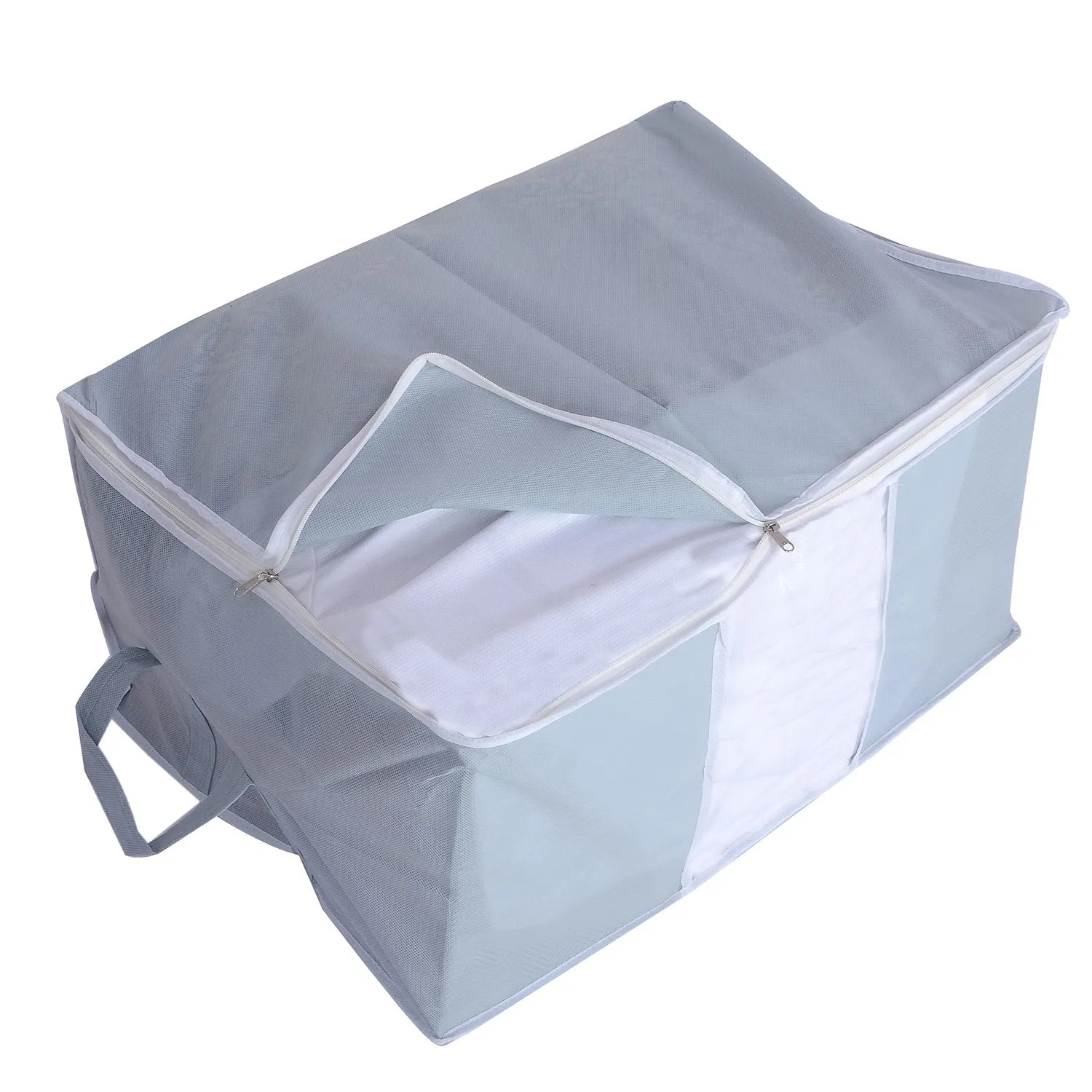 Kuber Industries 4 Piece Non Woven Underbed Storage Organiser Set (Grey)