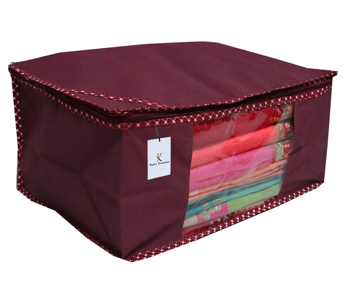 Kuber Industries Clothes Organizer For Wardrobe (Pack of 12) - Storage Organizer For Saree | Shirts | Salwaar Suit | Lehenga - Dress Organizer For Wardrobe - Saree Covers With Zip (Maroon)