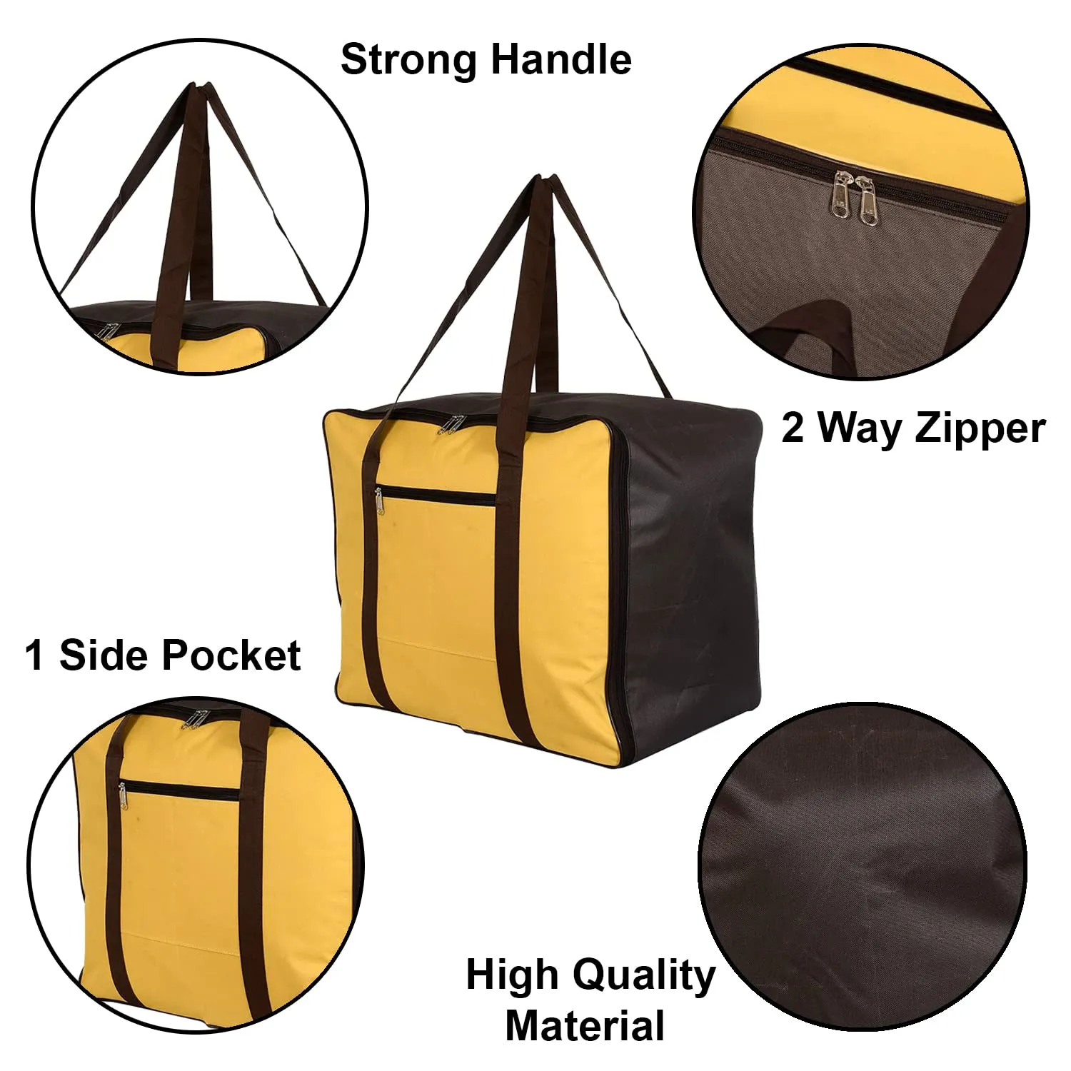 Kuber Industries Moisture Proof Wardrobe Organizer Storage Bag For Clothes With Zipper Closure and Handle (Yellow & Brown) (HS43KUBMART026653)