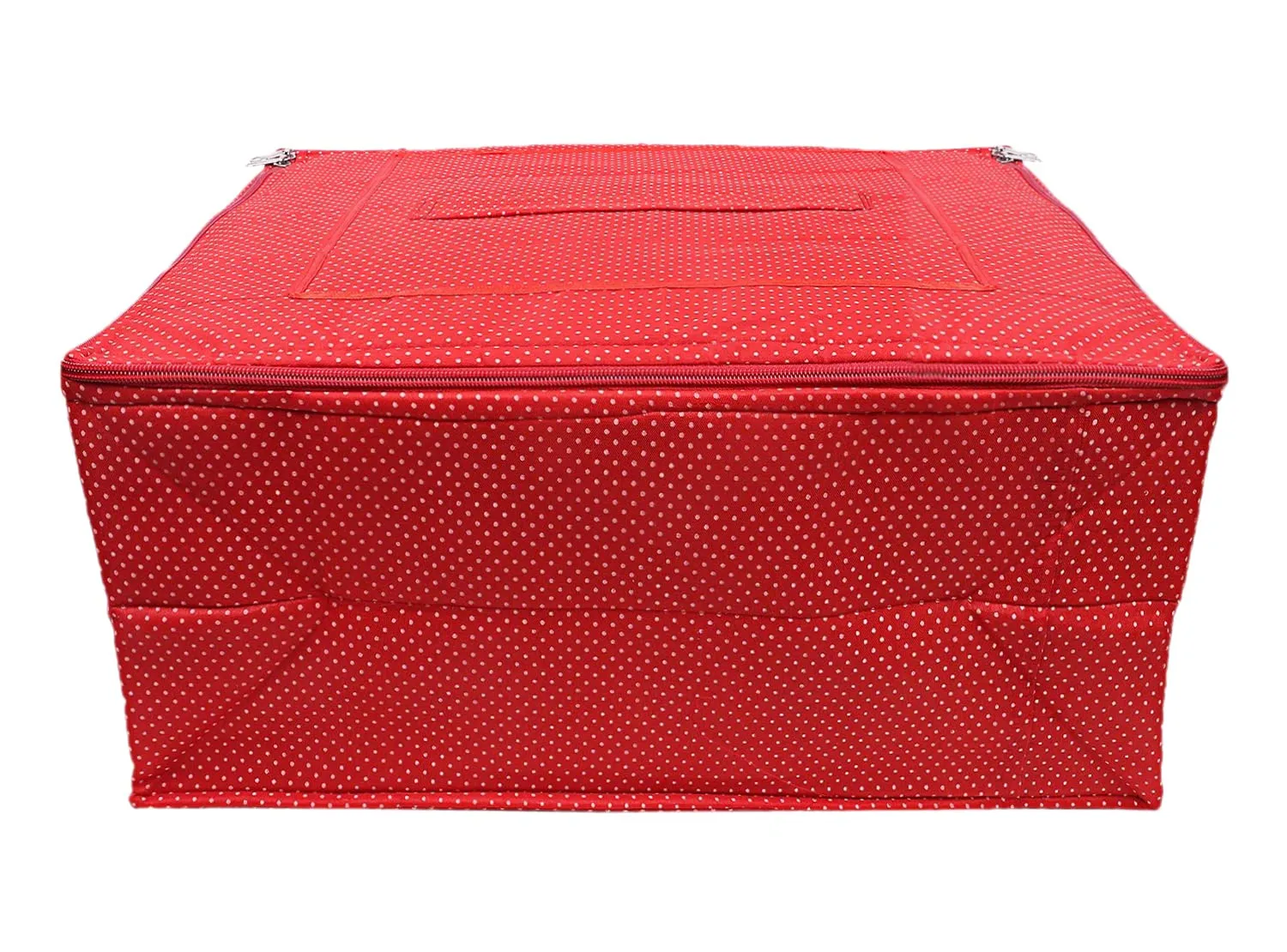 Kuber Industries Multiuses Dot Print Polyester Saree Covers/Clothes Storage Bag/Wardrobe Organizer (Red)