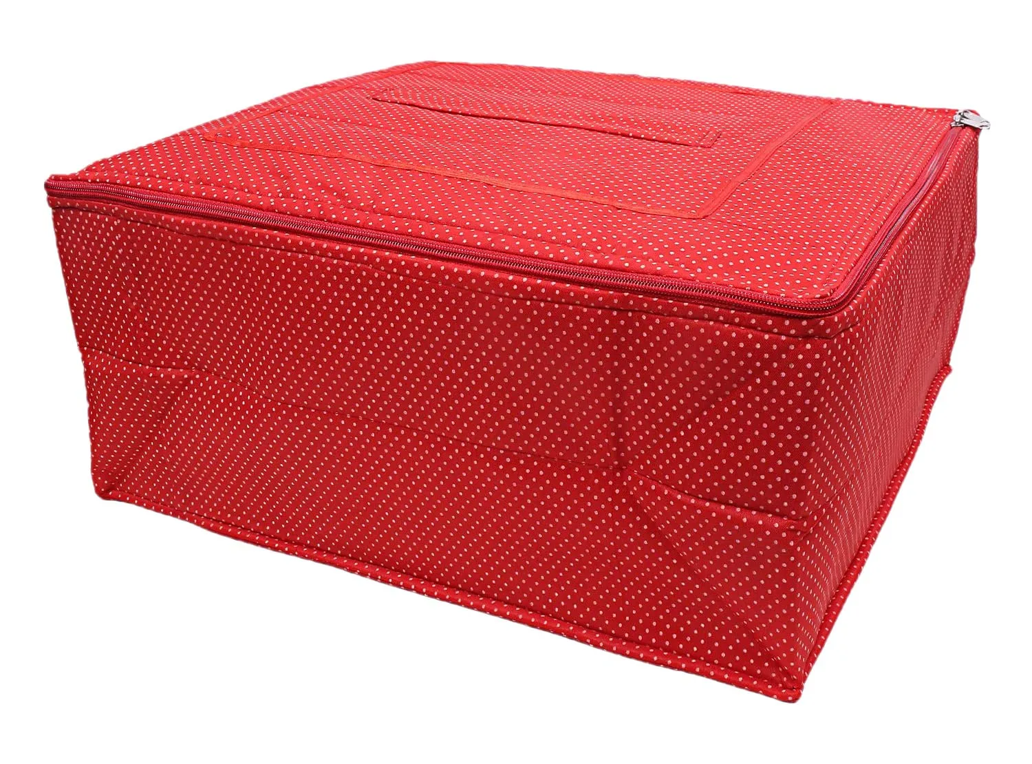 Kuber Industries Multiuses Dot Print Polyester Saree Covers/Clothes Storage Bag/Wardrobe Organizer (Red)