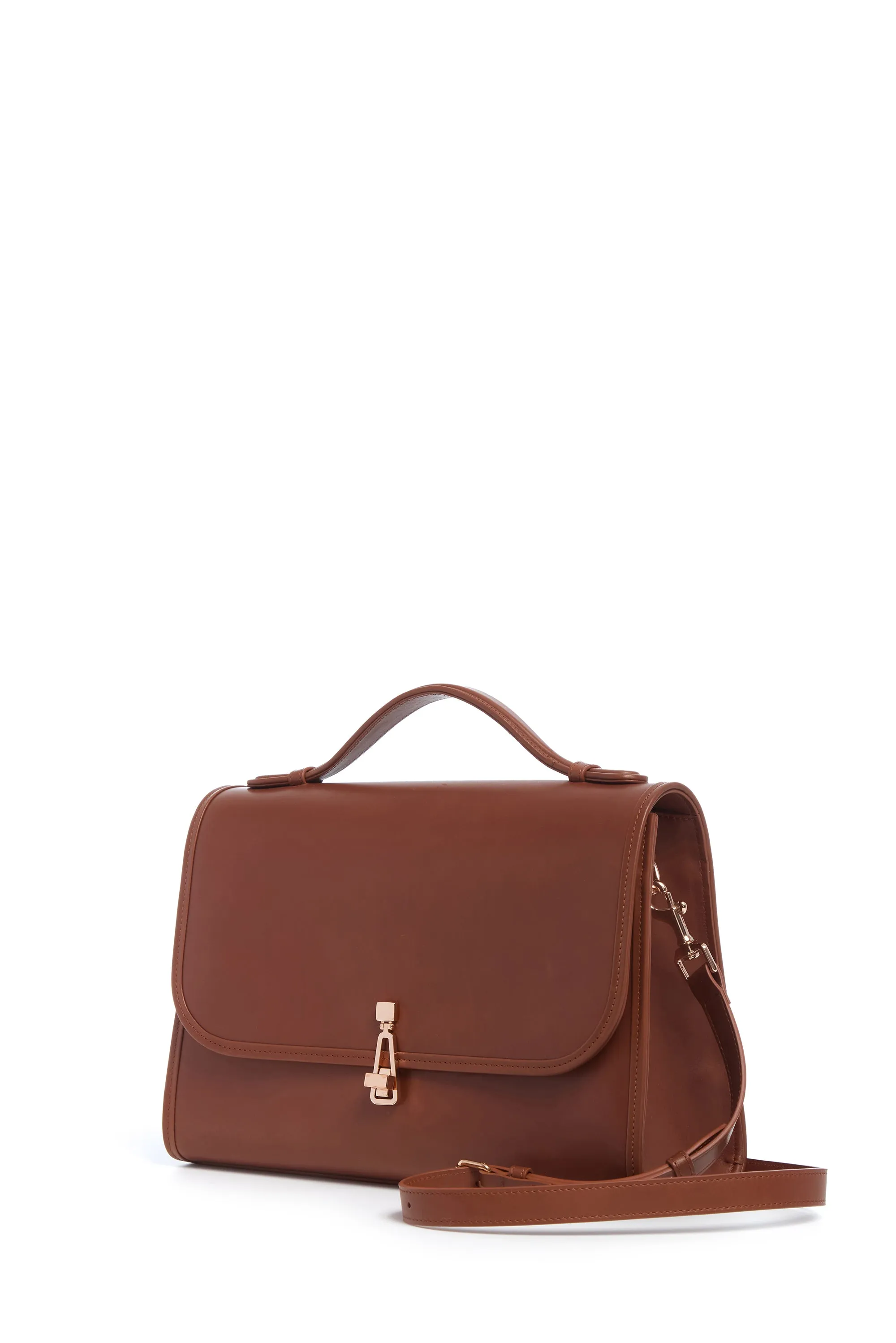 Large Leonora Flap Bag in Cognac Leather