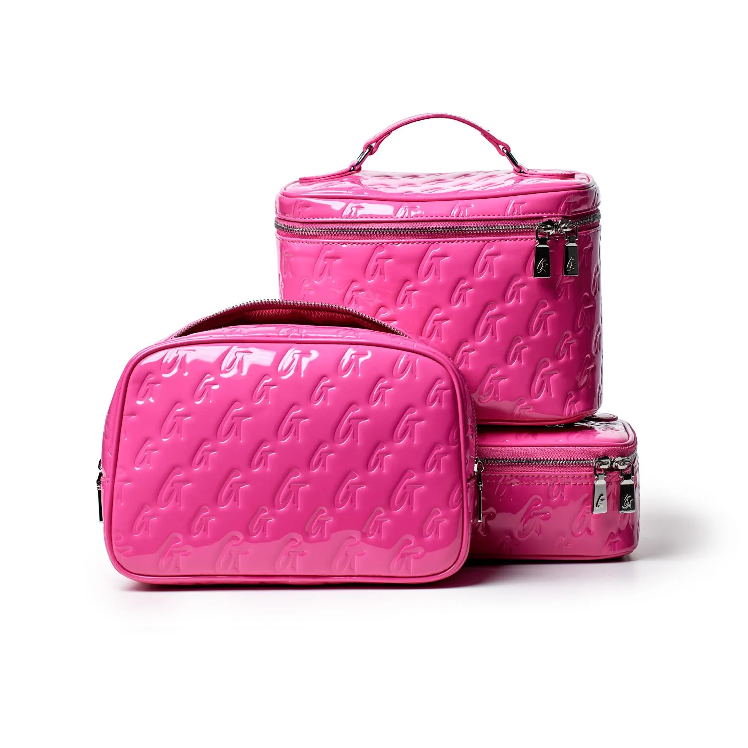 LARGE MONOGRAM TOILETRY BAG - MIRROR HOT PINK