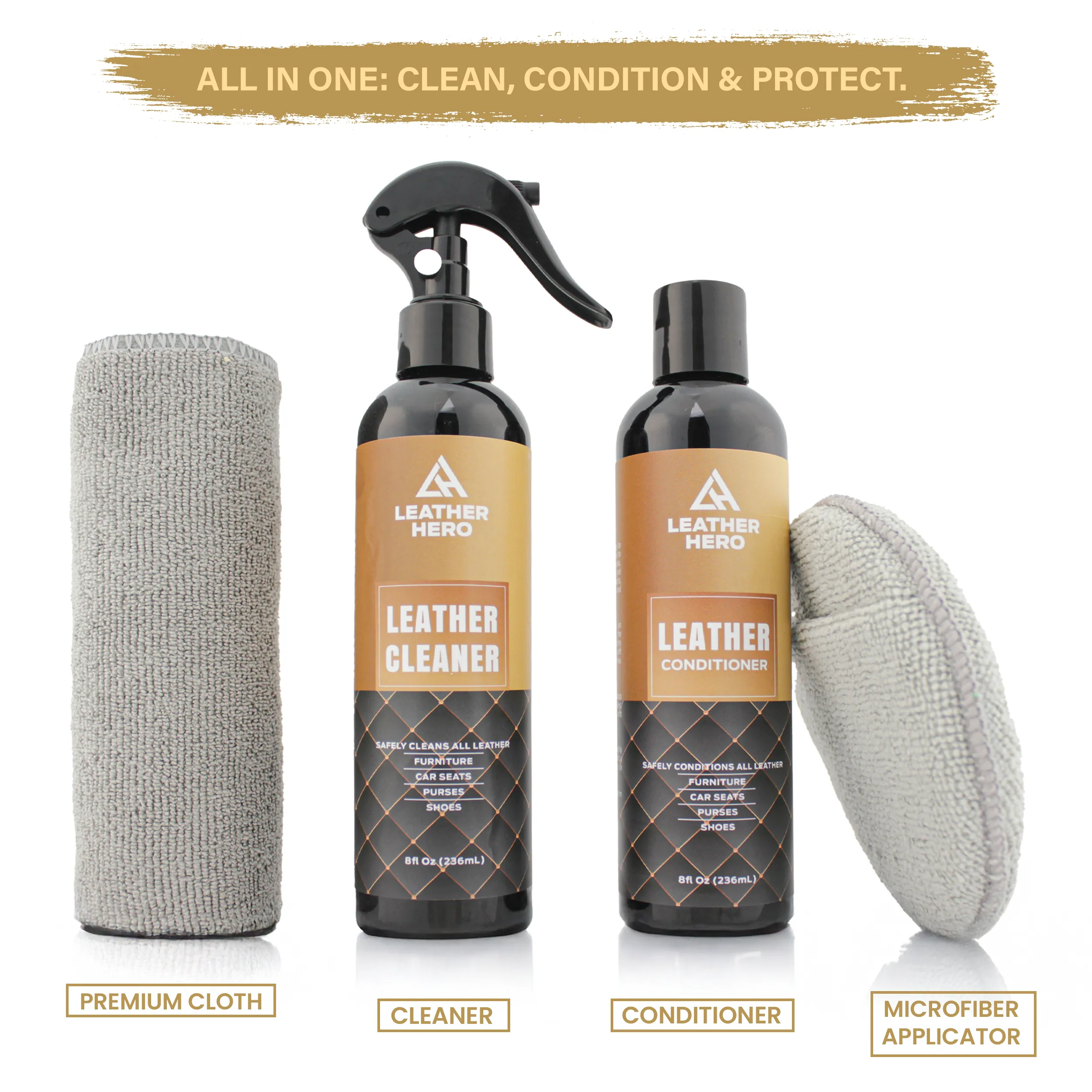 Leather Hero Complete Leather Care Kit with Cleaner and Conditioner