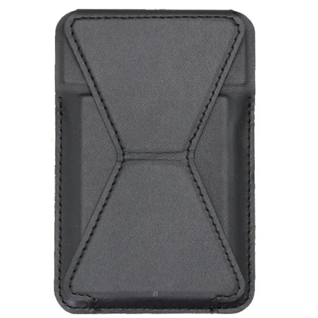 Leather Magnetic Card Holder Wallet Stand