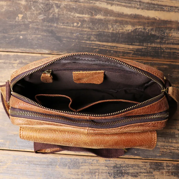 Leather Messenger Bag Mens Casual Shoulder Bag