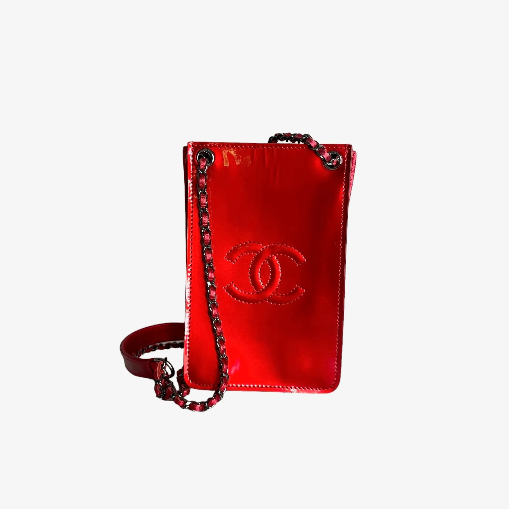 Lipstick Red Patent Phone Bag