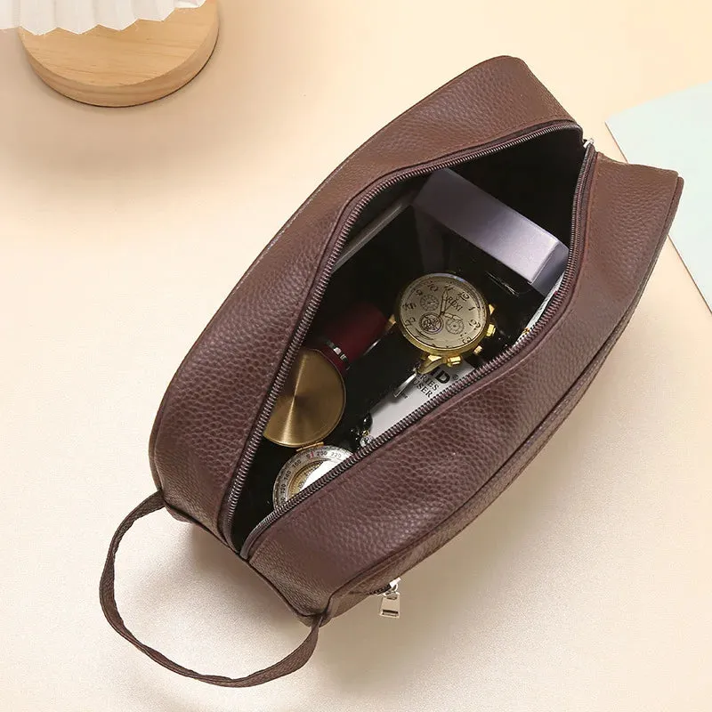 Men Travel Cosmetic Bag Zipper Makeup Bags PU Leather Travel toiletry bag Cosmetics Organizer Storage Pouch Large Capacity New