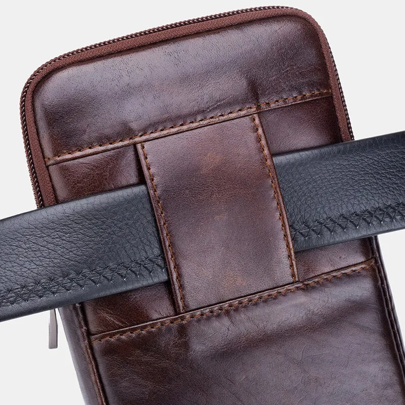 Men Vintage Genuine Waist Bag Phone Bag Belt