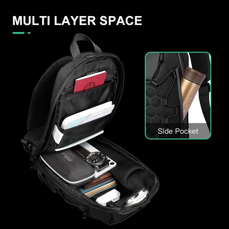 Men's Chest USB Charge Sling Bag