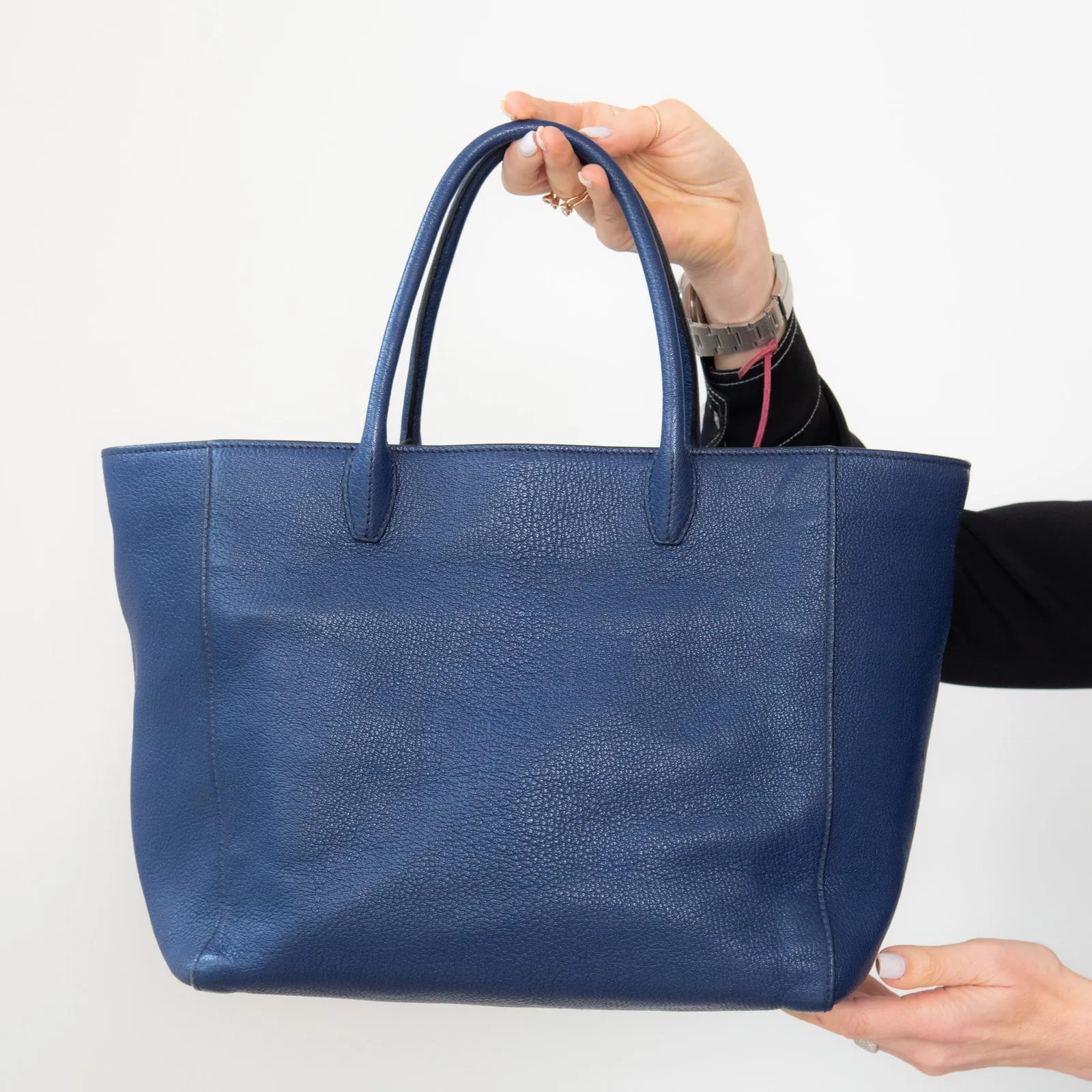 Miu Miu Blue Leather Tote Bag