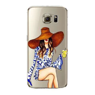 Modern Fashion Shopping Girls Patterns Soft TPU Back Cases Cover for Samsung Galaxy S6 S6 edge S6 edge plus Phone Cases fundas