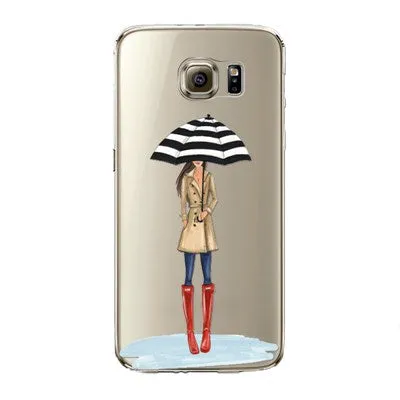 Modern Fashion Shopping Girls Patterns Soft TPU Back Cases Cover for Samsung Galaxy S6 S6 edge S6 edge plus Phone Cases fundas