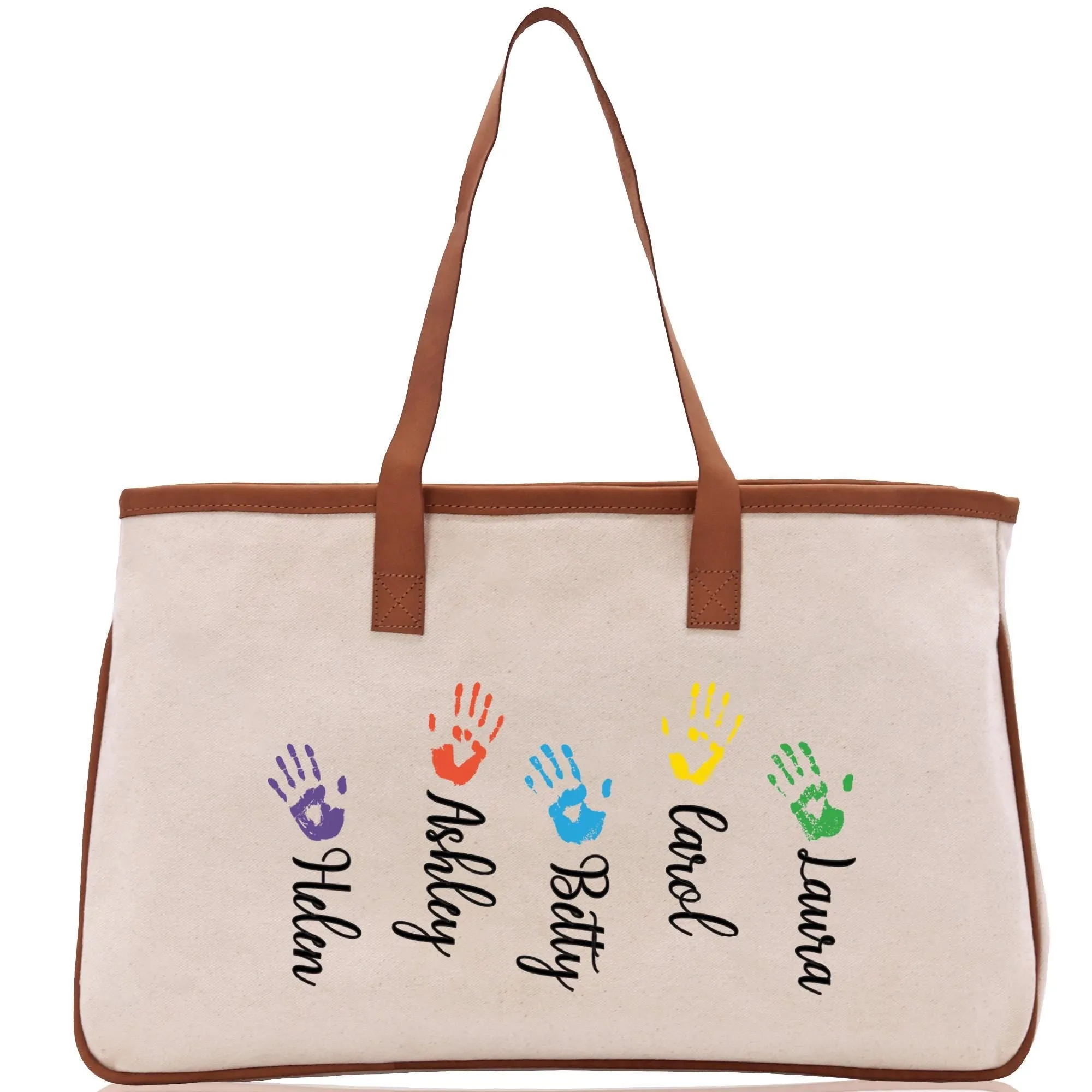 Mom Grandchild Kids Names Custom Grandma Tote Bag Grandma's Getaway Bag Personalized Grandma Gift Bag Shopping Bag Mother Day Gift (MDT1006)