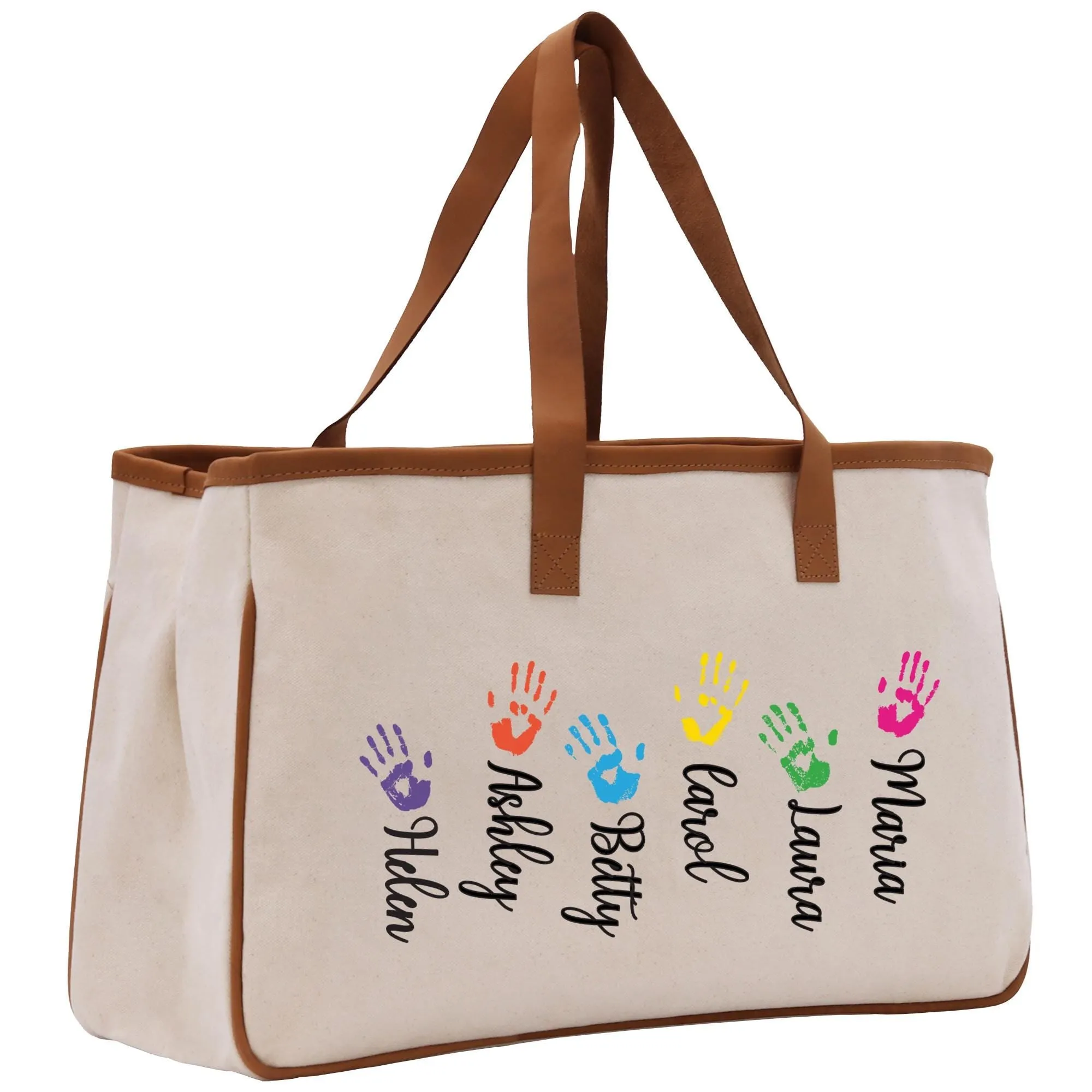 Mom Grandchild Kids Names Custom Grandma Tote Bag Grandma's Getaway Bag Personalized Grandma Gift Bag Shopping Bag Mother Day Gift (MDT1006)