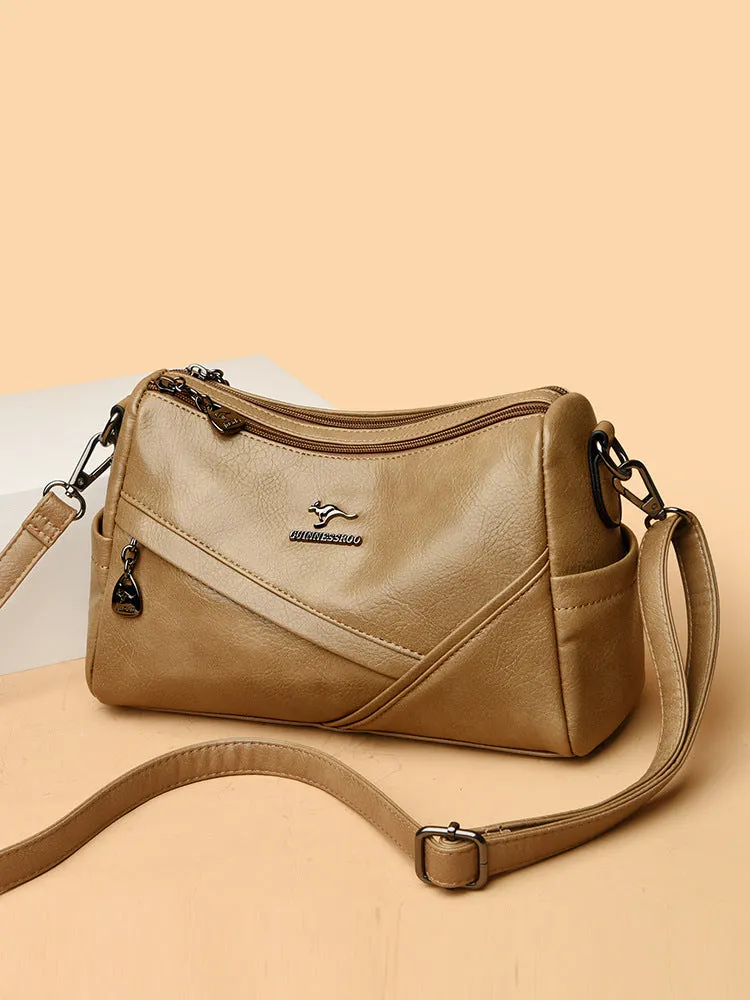 Multi-layered brand genuine leather women's bag 2023 new middle-aged mother bag soft leather versatile single shoulder temperament texture crossbody bag