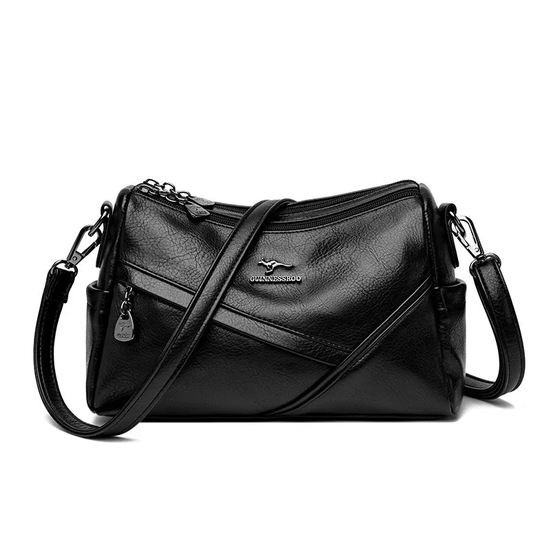 Multi-layered brand genuine leather women's bag 2023 new middle-aged mother bag soft leather versatile single shoulder temperament texture crossbody bag