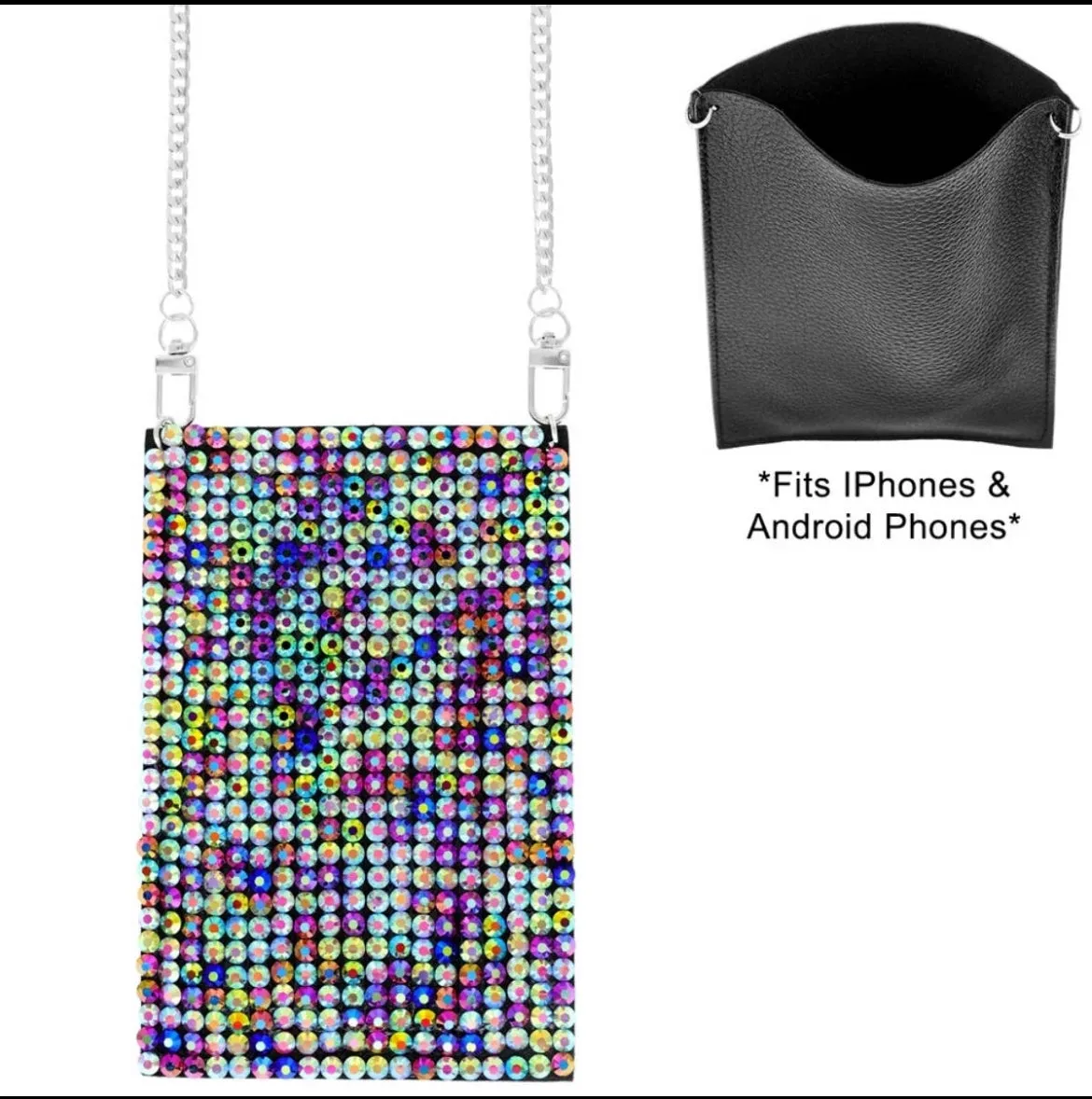 Multicolor Rhinestone Cell Phone Pocket