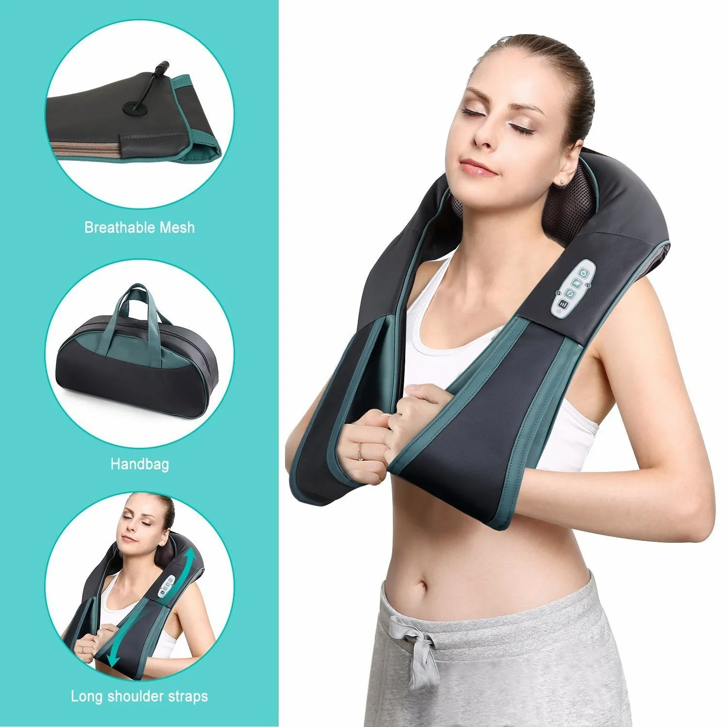 Naipo Shiatsu Neck Shoulder Massager Cordless Back Massager with Heat