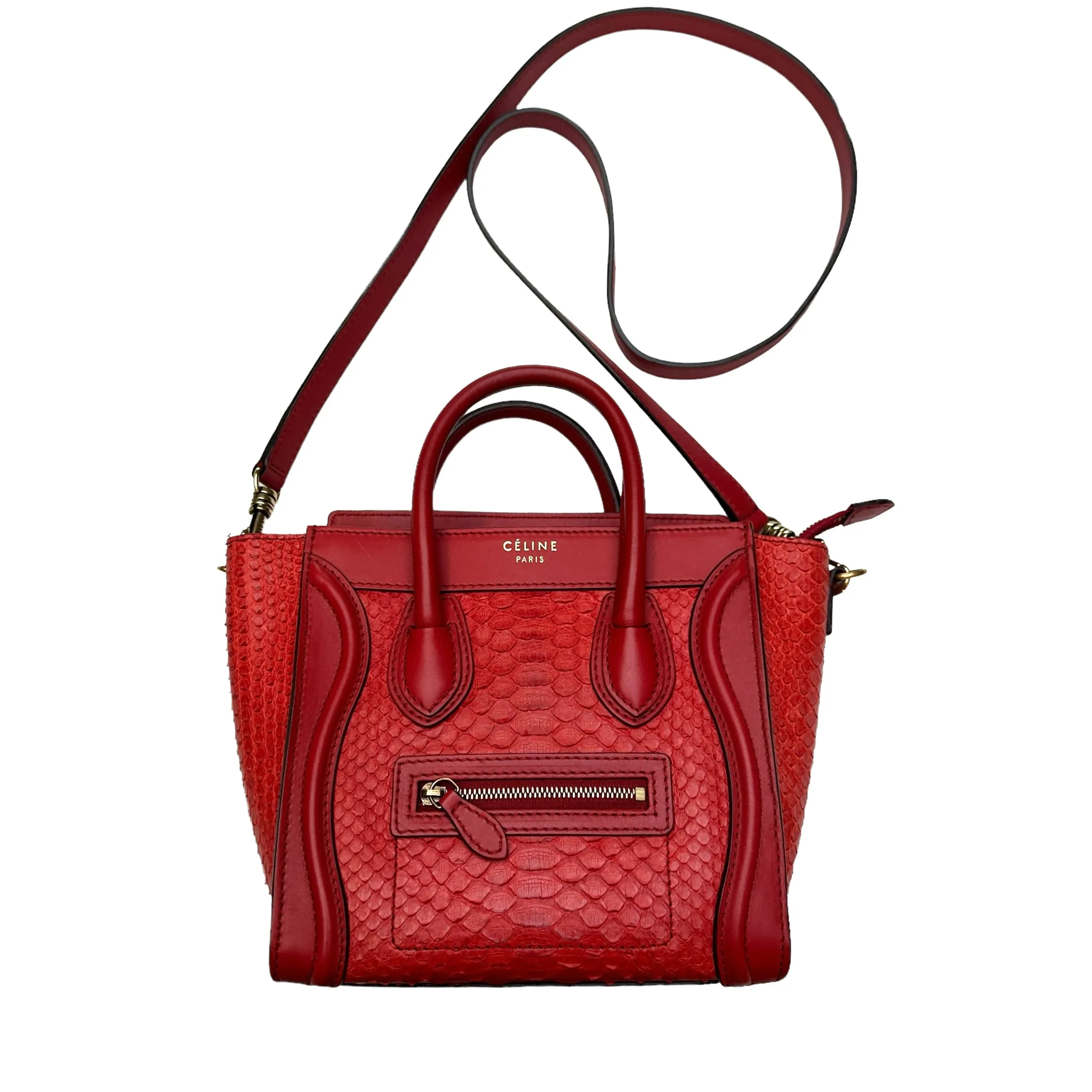 Nano Red Python Luggage Bag