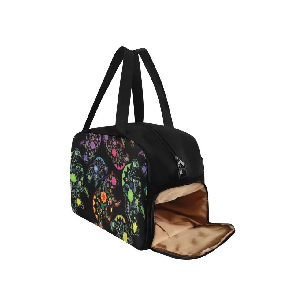 Neon Floral Bears Weekend Travel Bag