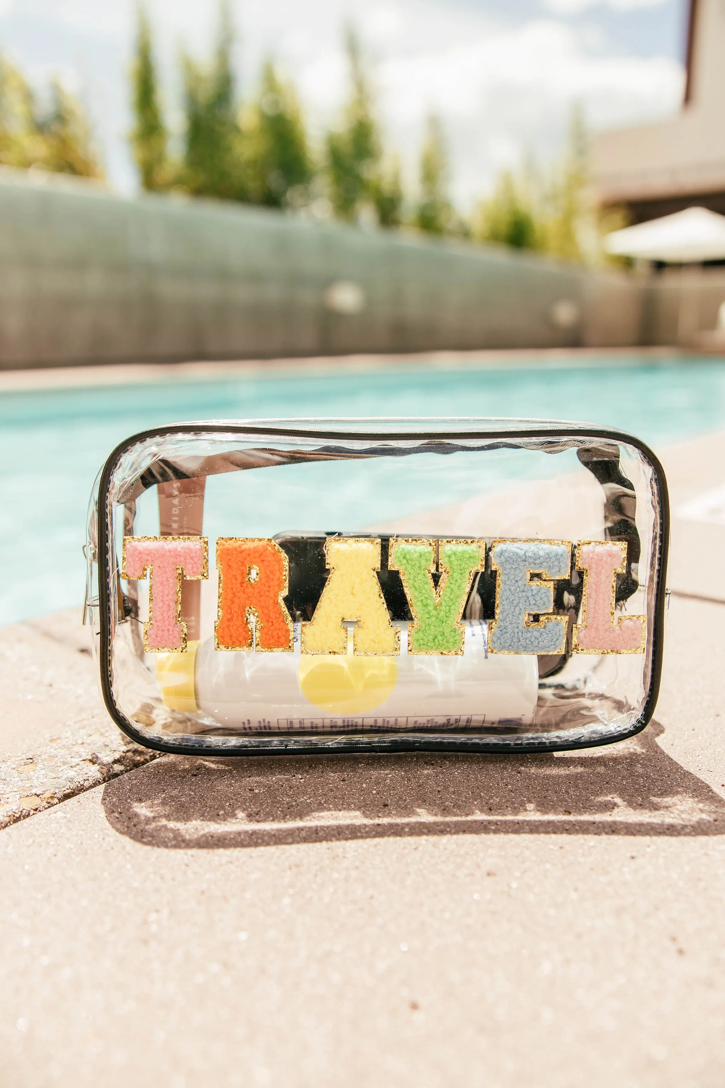 NEW!! “Travel” Clear Bag in Black