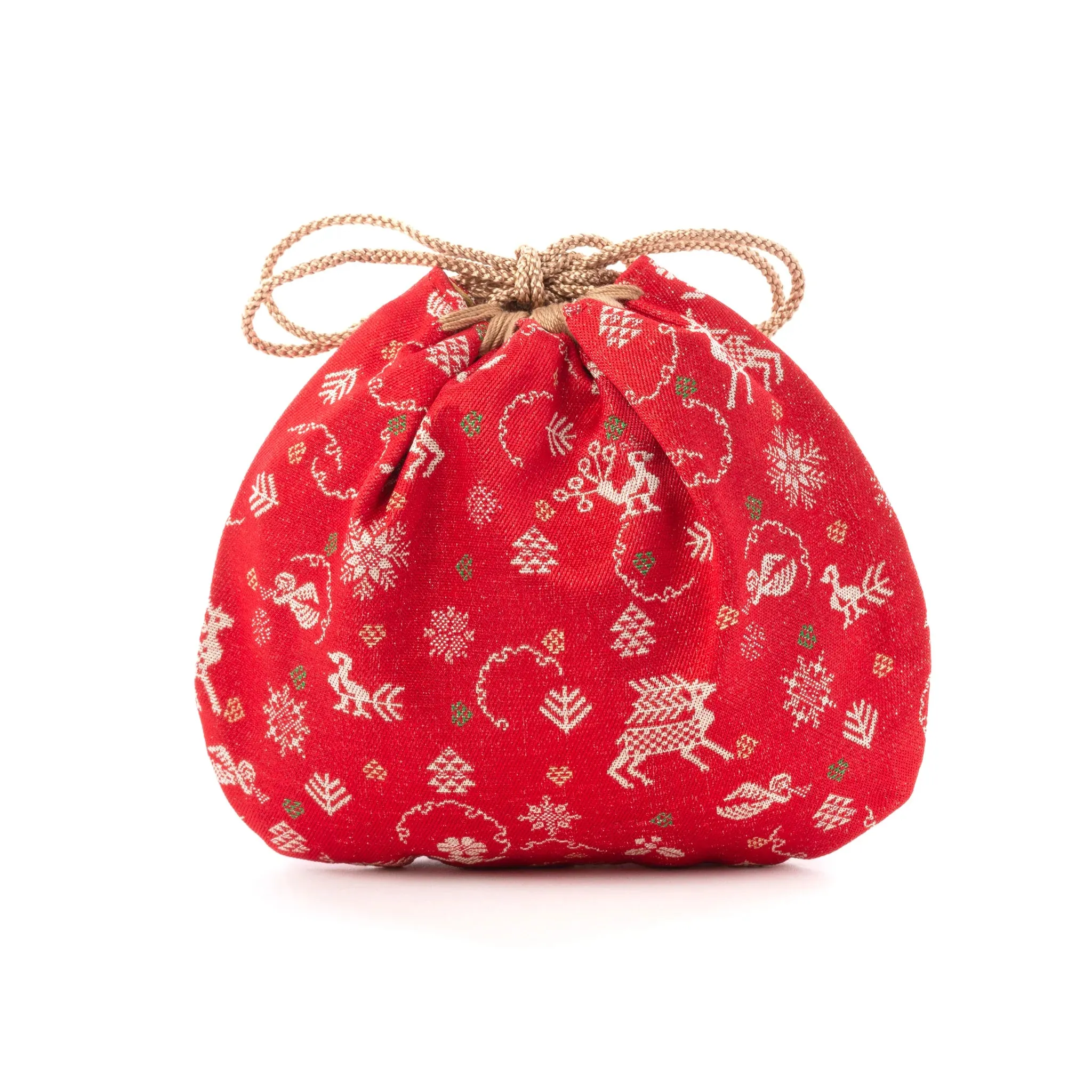 Nishijin-ori Small Drawstring Bag - Reindeer -,  Made in Kyoto, Japan,  Japanese traditional craft purse