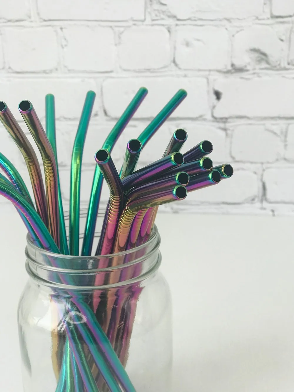 Olsen Olsen Stainless Steel Curved Rainbow Straws