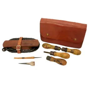 Original Canadian WWII Vehicle “Pioneer” Hand Saw Kit by Disston USA With Leather Transport Case by Robco Ltd. - Dated 1943