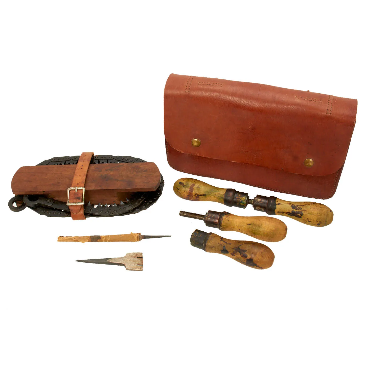 Original Canadian WWII Vehicle “Pioneer” Hand Saw Kit by Disston USA With Leather Transport Case by Robco Ltd. - Dated 1943