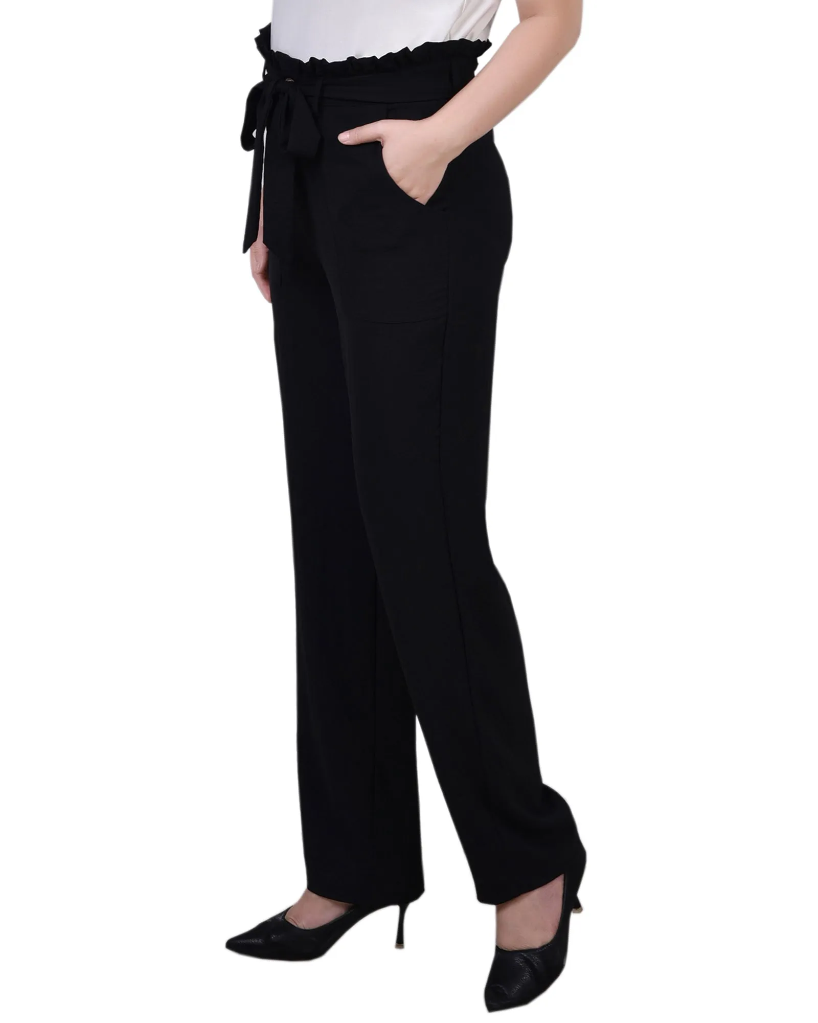 Petite Full Length Paper bag Waist Pants