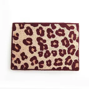 Pink Cheetah Beaded Clutch