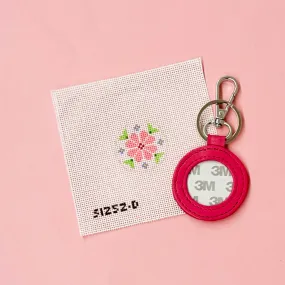 Pink Flower on White Key Fob Kit