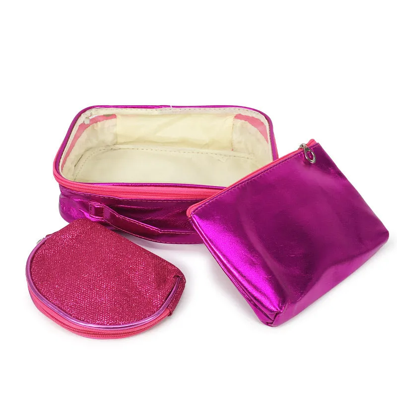 Pink Metallic Cosmetic Bag 3PC Set (1 unit)