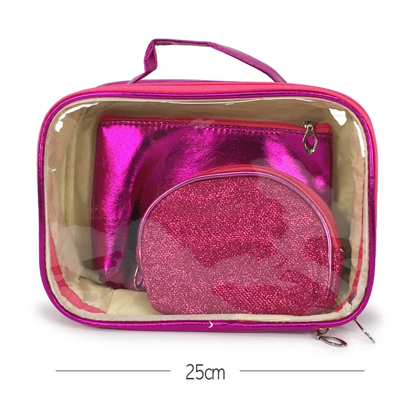 Pink Metallic Cosmetic Bag 3PC Set (1 unit)