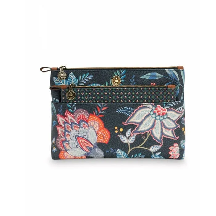 Pip Studio Combi Flower Festival Dark Blue Cosmetic Bag