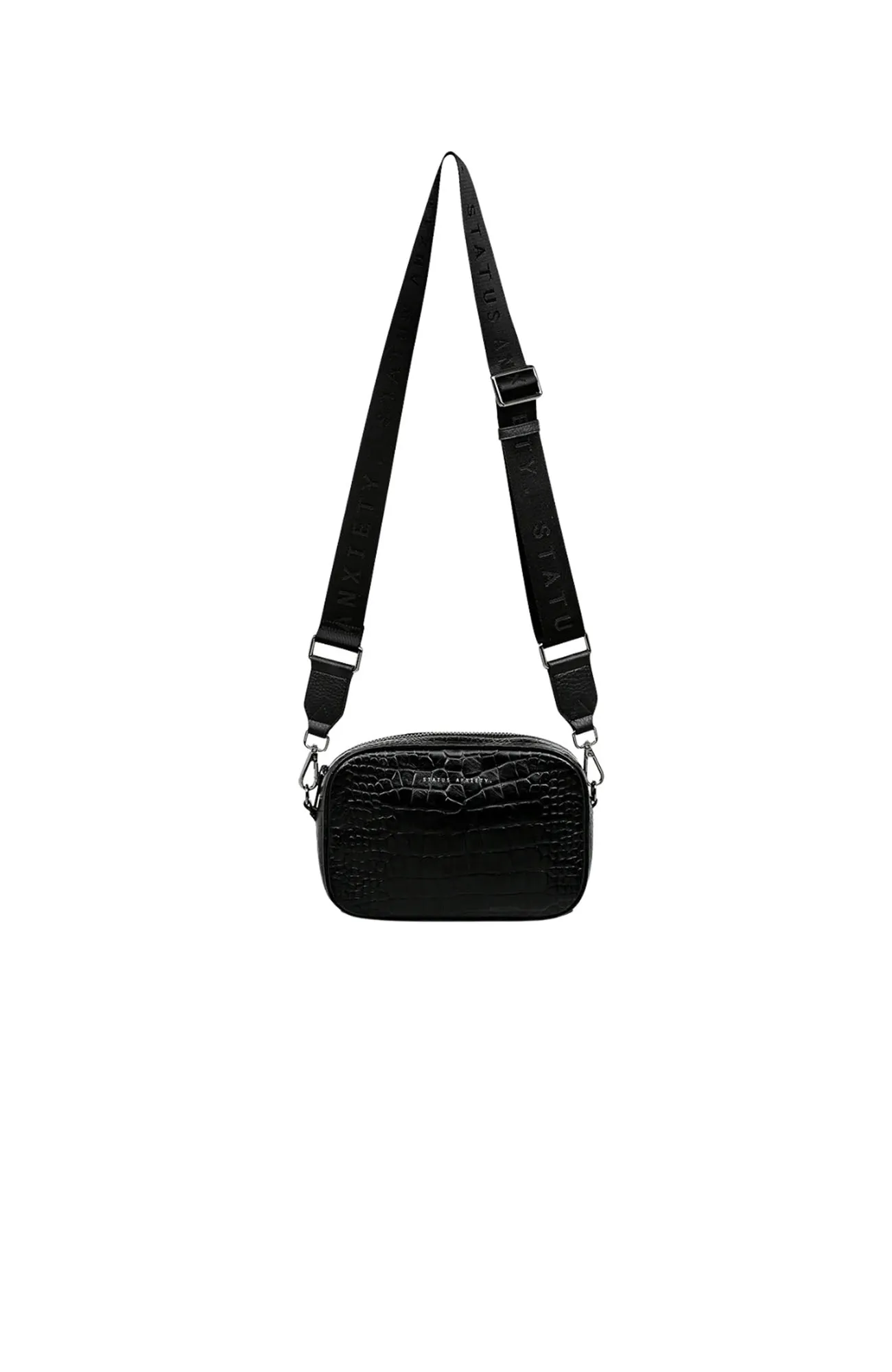 Plunder With Webbed Strap Black Croc Emboss