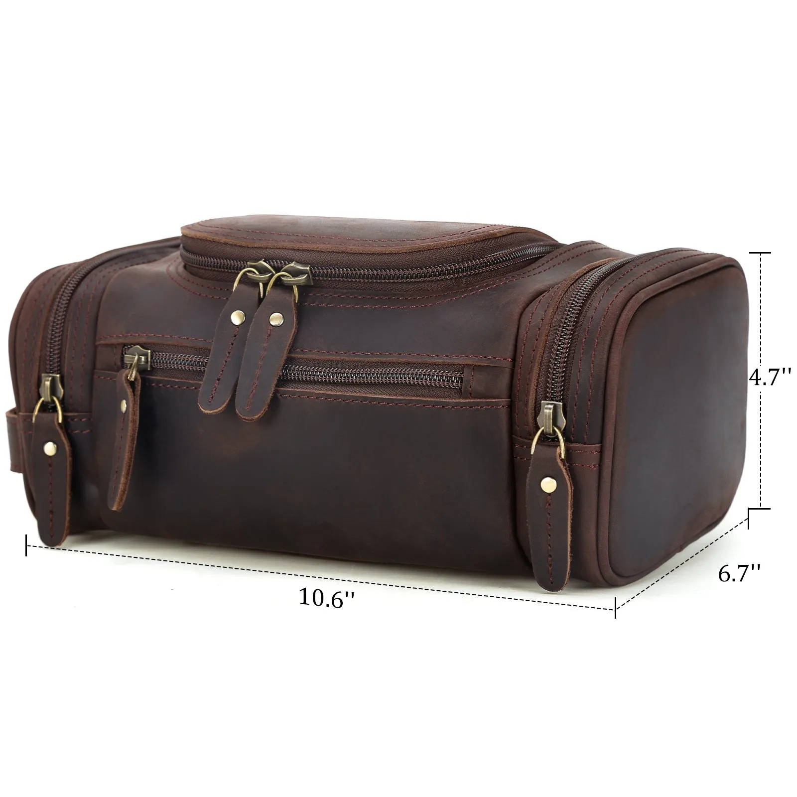 Polare Toiletry Bag Full Grain Leather Shaving Kit Dopp Kit Travel Case Wash Bag with YKK Zippers