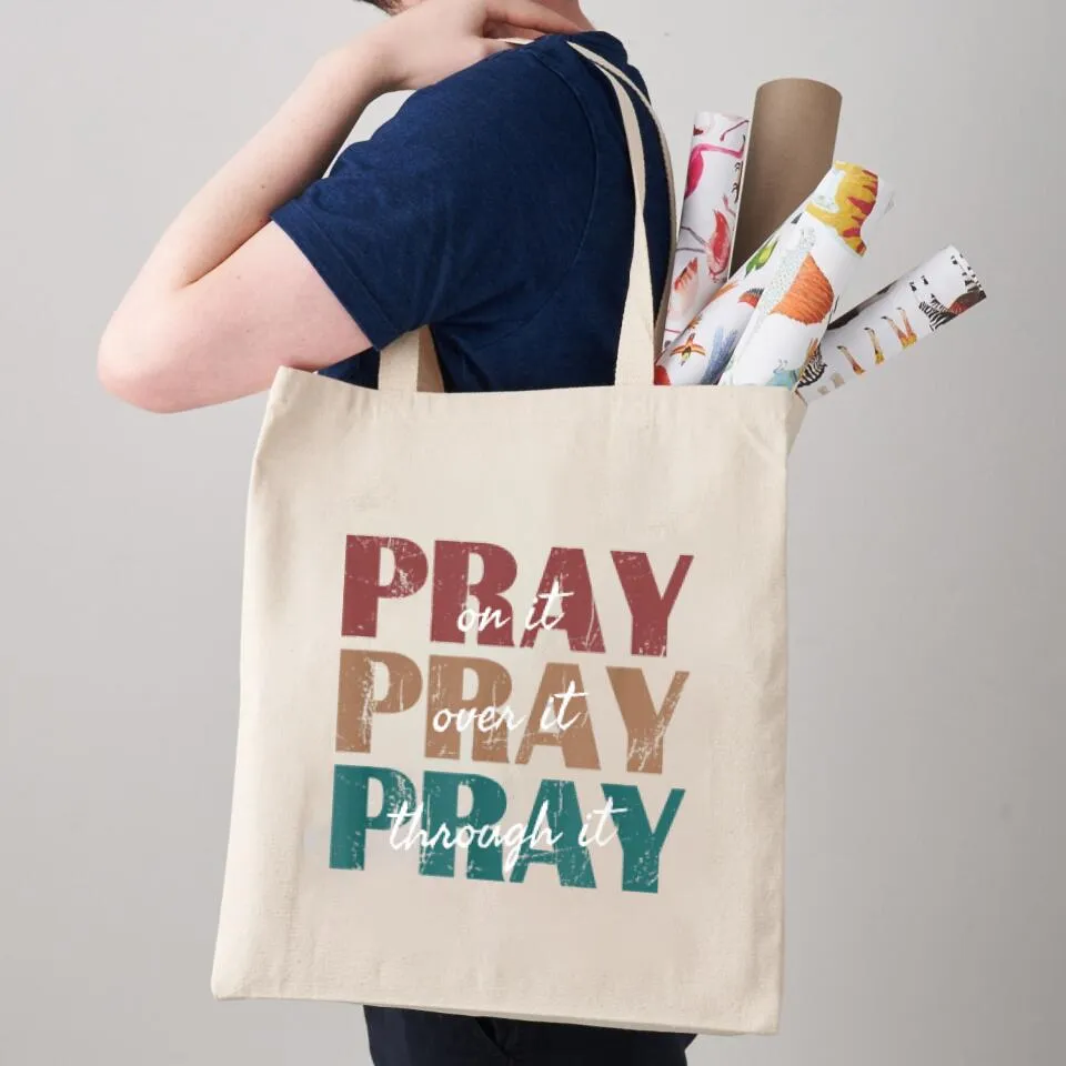 Pray On It Canvas Tote Bags - Christian Tote Bags - Printed Canvas Tote Bags - Cute Bags - Religious Tote Bags - Bible Verse Tote Bags- Ciaocustom