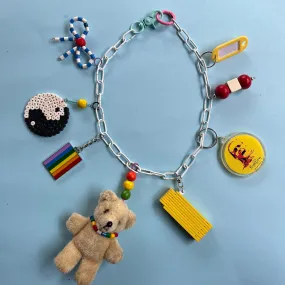 Pride teddy bag charm / necklace Clowncore