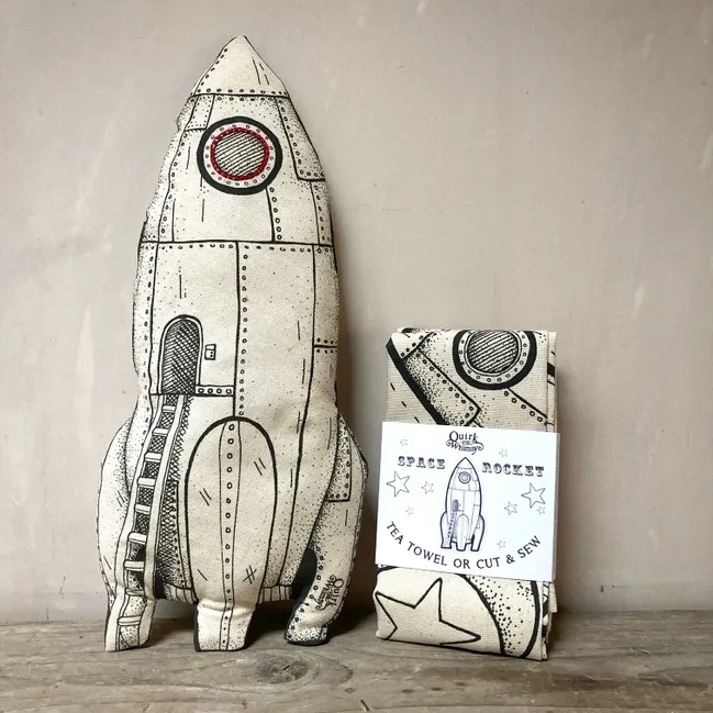 Quirk and Whimsey | Cut & Sew Tea Towel - Space Rocket