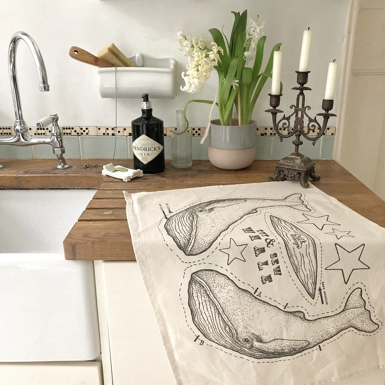 Quirk and Whimsey | Cut & Sew Tea Towel - Whale