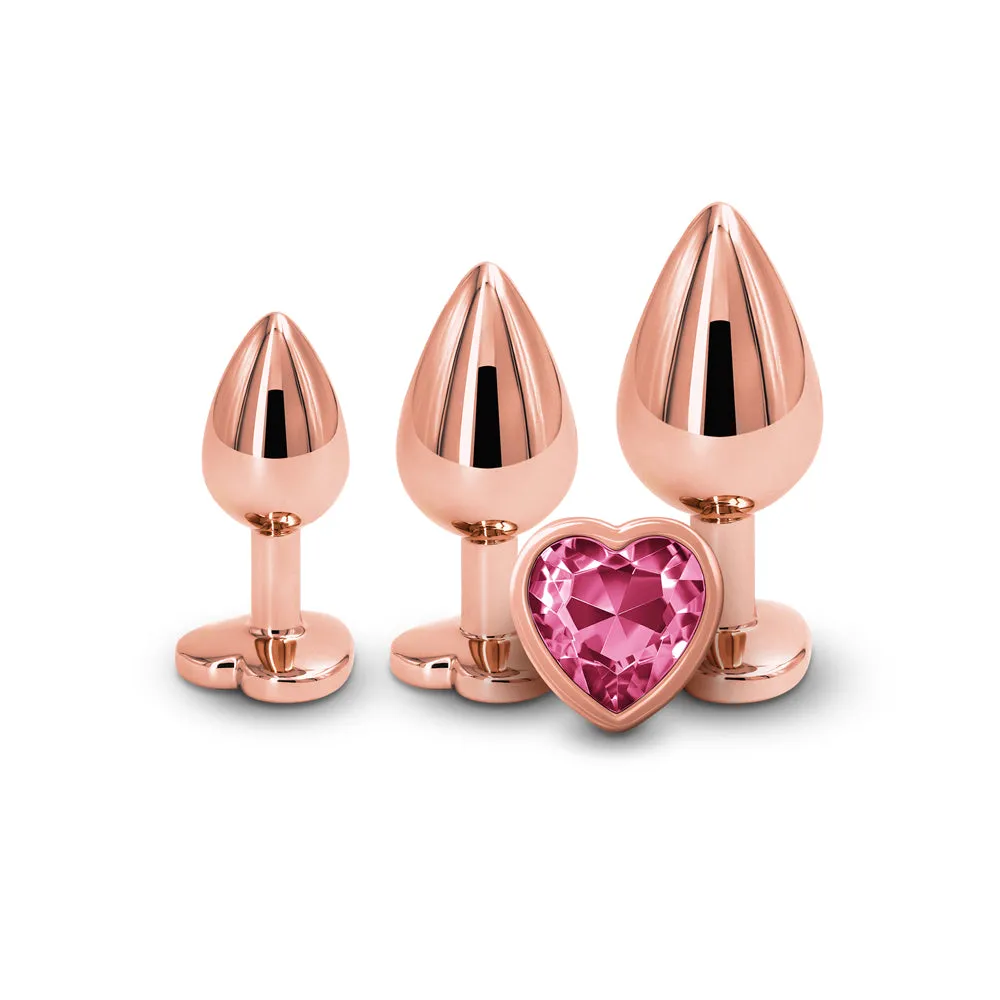 Rear Assets 3-Piece Metal Plug Kit Rose Gold/Pink Heart