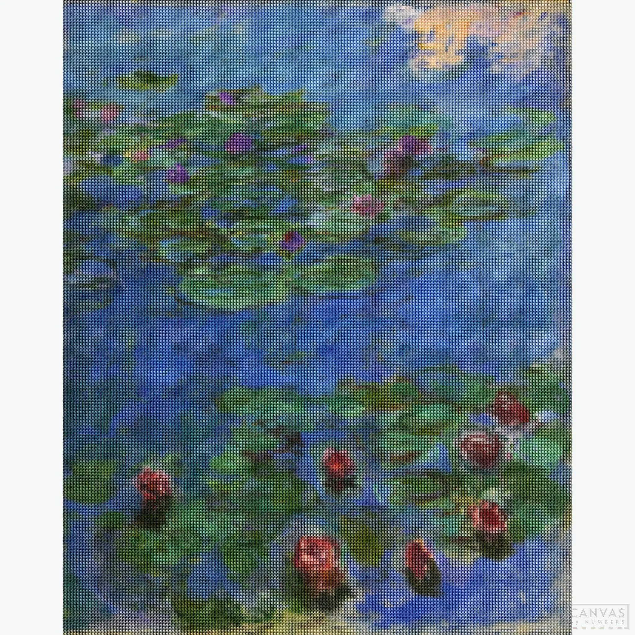 Red-Water Lilies - Diamond Painting