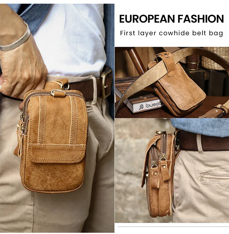 Retro Outdoor Blet Leather Waist Bag J6358