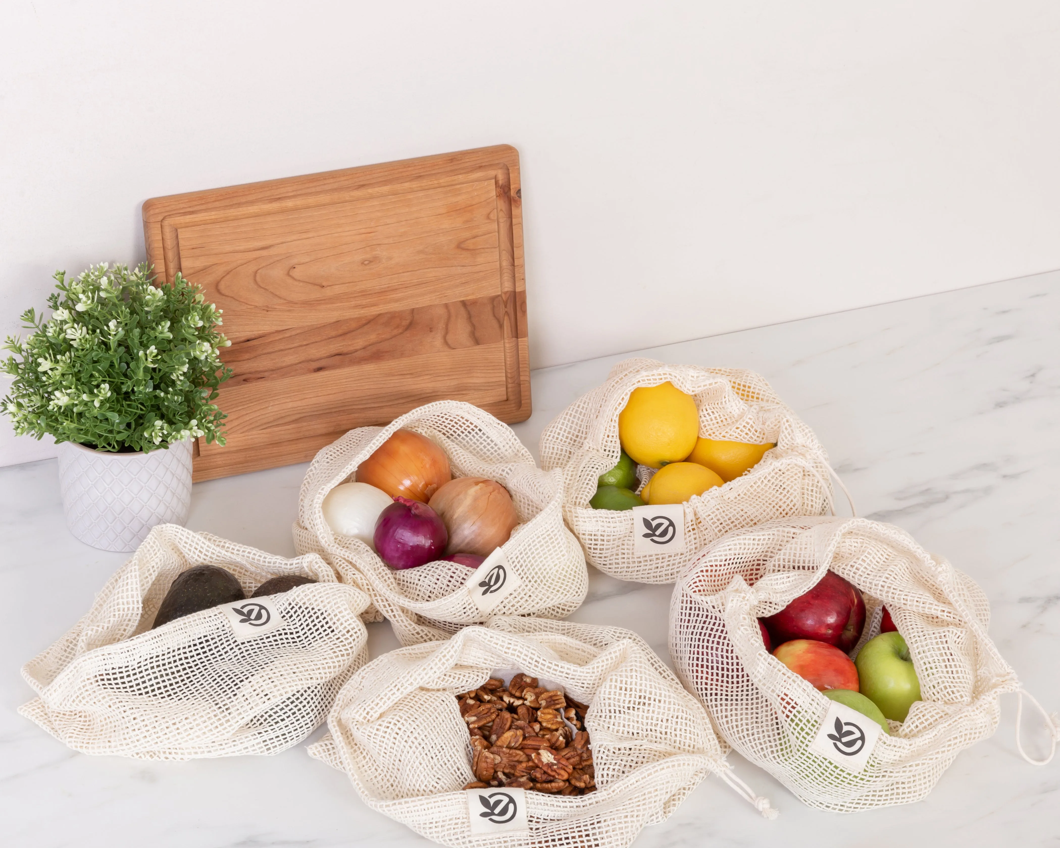 REUSABLE COTTON PRODUCE BAGS | SET OF 5